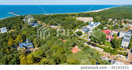 Aerial view of the Palanga resort town in Lithuania. Aerial view of the Palanga resort town in Lithuania. 93191031