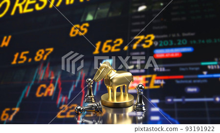The gold unicorn and chess for start up or business concept 3d rendering 93191922