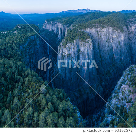 Tazi Canyon in Turkey in Morning Twilight. Blue Hour. Aerial View Tazi Canyon in Turkey in Morning Twilight. Blue Hour. Aerial View 93192572