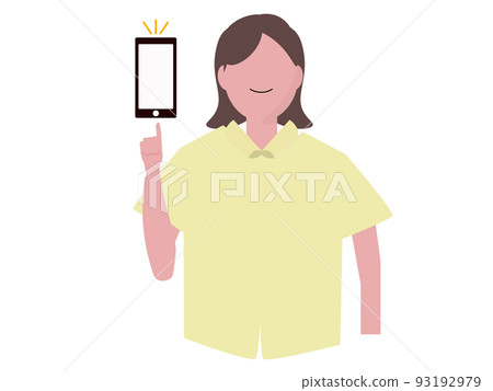 介紹智能手機背景透明png插圖的短袖女人 介紹智能手機背景透明png插圖的短袖女人 93192979