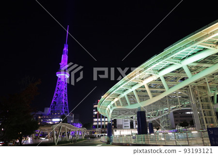 Night view of Chubu Electric Power MIRAI TOWER (Nagoya TV Tower) and Oasis 21 Night view of Chubu Electric Power MIRAI TOWER (Nagoya TV Tower) and Oasis 21 93193121