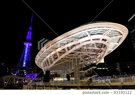Night view of Chubu Electric Power MIRAI TOWER (Nagoya TV Tower) and Oasis 21 Night view of Chubu Electric Power MIRAI TOWER (Nagoya TV Tower) and Oasis 21 93193122
