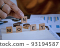 hand put word N for meaning of money. concept of money debt management. 93194587