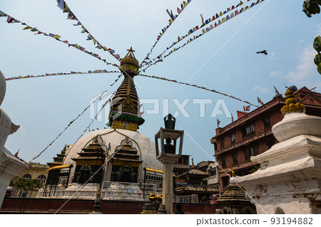 Kaas Swayambhu, a Buddhist temple stupa in a square in Kathmandu, Nepal Kaas Swayambhu, a Buddhist temple stupa in a square in Kathmandu, Nepal 93194882