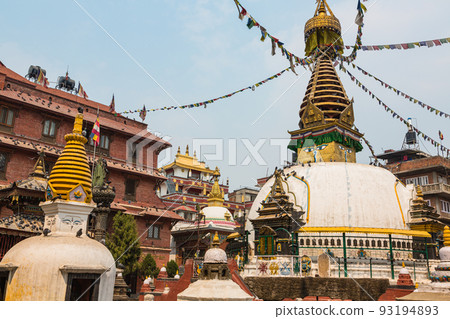 Kaas Swayambhu, a Buddhist temple stupa in a square in Kathmandu, Nepal Kaas Swayambhu, a Buddhist temple stupa in a square in Kathmandu, Nepal 93194893