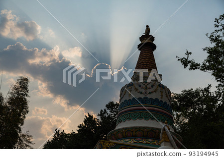 A temple along the mountain road to Swayambhunath Temple in Kathmandu, Nepal A temple along the mountain road to Swayambhunath Temple in Kathmandu, Nepal 93194945