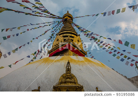 The pagoda of Swayambhunath Temple, also known as the Monkey Temple of Kathmandu, Nepal 93195086