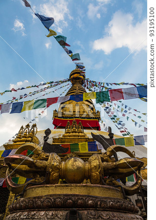 The pagoda of Swayambhunath Temple, also known as the Monkey Temple of Kathmandu, Nepal 93195100