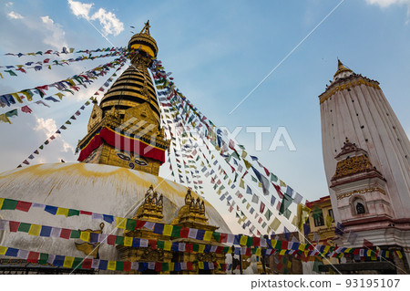 The pagoda of Swayambhunath Temple, also known as the Monkey Temple of Kathmandu, Nepal The pagoda of Swayambhunath Temple, also known as the Monkey Temple of Kathmandu, Nepal 93195107