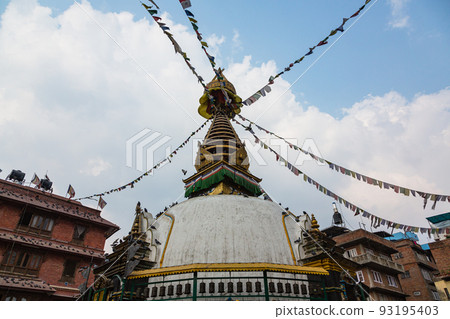 Kaas Swayambhu, a Buddhist temple stupa in a square in Kathmandu, Nepal Kaas Swayambhu, a Buddhist temple stupa in a square in Kathmandu, Nepal 93195403