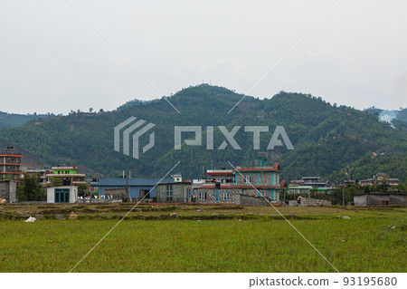 Nepal: Private houses and rural scenery near Pokhara 93195680