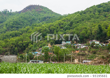 Nepal Private house and countryside near Pokhara 93195681