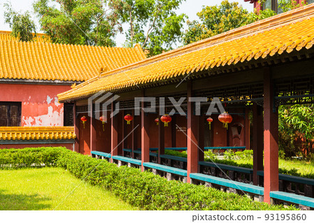 Corridor of Chinese Temple in Lumbini Garden, Lumbini, the birthplace of Buddha, Nepal 93195860