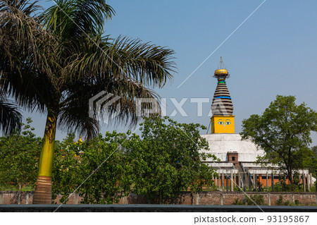 Nepal Buddhist temple in Lumbini Garden in Lumbini, the birthplace of Buddha 93195867