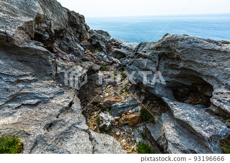 [Niigata/Sado Geopark] National designated natural monument: Wave-eating potholes at Hiranezaki June 93196666