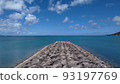 Blue sea, sunny sky, white clouds, embankment of tropical Okinawa 93197769