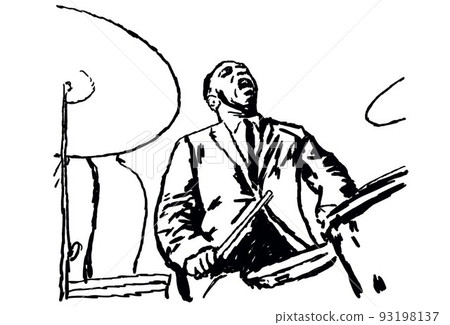 jazz, line drawing, drums 93198137