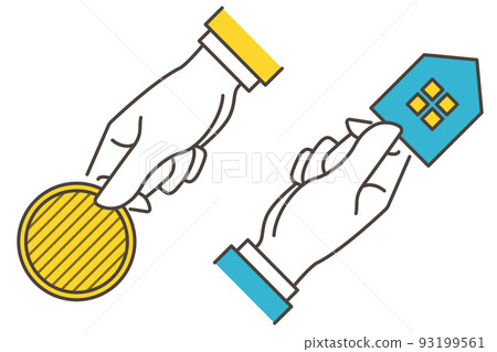 Vector illustration material that expresses real estate trading, housing market, second-hand housing 93199561