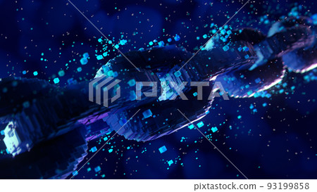 Blockchain digital chain with blocks connection shape. 3d rendering  93199858