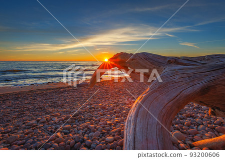 Dutch man cap landscape in Lithuania. Beautiful seaside landscape, sunset landscape 93200606
