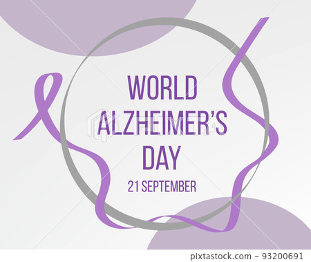 World World Alzheimers Day concept. Banner template with purple ribbon and text. Vector illustration. 93200691