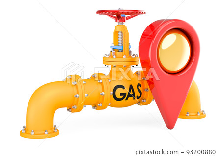 Gas pipeline with map pointer. 3D rendering Gas pipeline with map pointer. 3D rendering 93200880