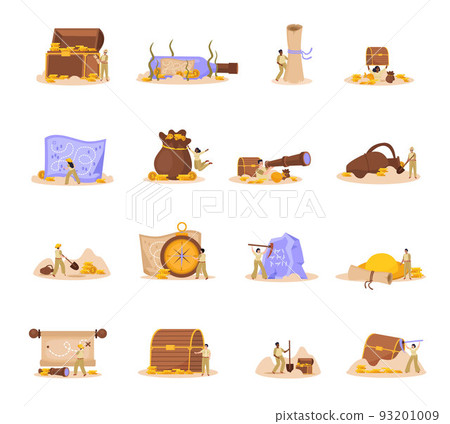 Treasure Hunt Icons Set 93201009