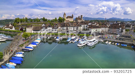 Rapperswil-Jona medieval old town and castle on Zurich lake, Switzerland, is a popular tourist destination from Zurich Rapperswil-Jona medieval old town and castle on Zurich lake, Switzerland, is a popular tourist destination from Zurich 93201725