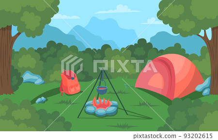 Cartoon Color Summer Camp Landscape Adventure... - Stock Illustration  [93202615] - PIXTA