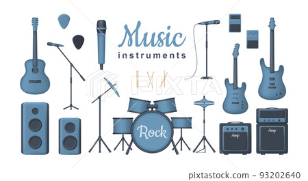3d set of musical instruments for rock concert 3d set of musical instruments for rock concert 93202640