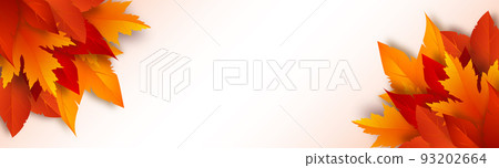 3d autumn foliage on white background. Banner with fall leaves. Place for text 93202664