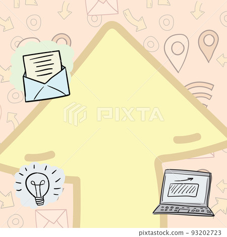 Arrow System Pointing Upwards Symbolizing Successful Project Completion Achieving Promotion And Business Ideas. Financial Plackard With Laptop, Light Bulb, Envelope. 93202723