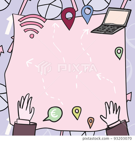 Hands On Blueprint With Routes And Ways Leading To Wireless Internet Connection, Laptop, Navigation Marks And Currency Signs Symbolizing The Travel Workflow Hands On Blueprint With Routes And Ways Leading To Wireless Internet Connection, Laptop, Navigation Marks And Currency Signs Symbolizing The Travel Workflow 93203070