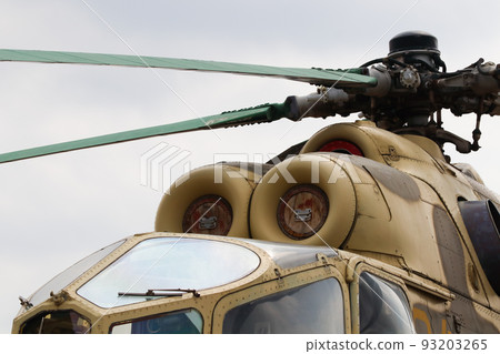 Russian Attack Helicopter Close-up Cockpit Abstract Russian Attack Helicopter Close-up Cockpit Abstract 93203265