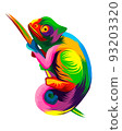Abstract chameleon from multicolored paints. Colored drawing 93203320