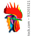 Abstract cock head portrait from multicolored paints. Colored drawing 93203321