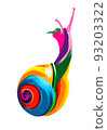 Abstract garden snail from multicolored paints. Colored drawing 93203322
