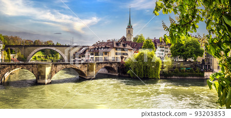 Romantic streets and canals of Bern capital city of Switzerland. Swiss travel and landmark Romantic streets and canals of Bern capital city of Switzerland. Swiss travel and landmark 93203853