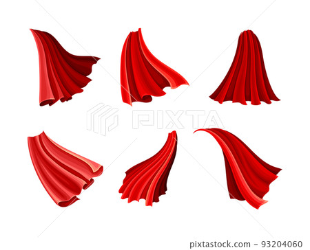 Red Cloak or Cape as Loose Silk Garment Worn Over Clothing Vector Set 93204060