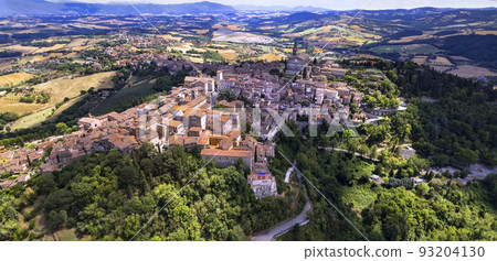 Traditional Italy- scenic medeival town Todi in Umbria with beautiful countryside. Panoramic aerial view Traditional Italy- scenic medeival town Todi in Umbria with beautiful countryside. Panoramic aerial view 93204130