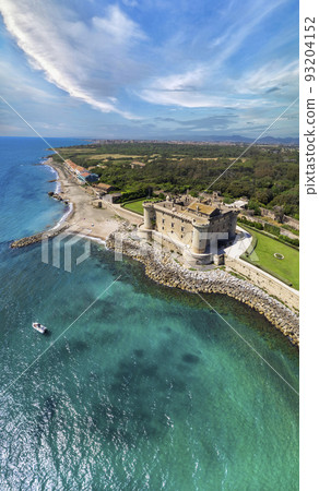 Stunning aerial scenic view of castle on the beach a Ladispoli - Castello Palo Odescalchi. Lazio region, Italy Stunning aerial scenic view of castle on the beach a Ladispoli - Castello Palo Odescalchi. Lazio region, Italy 93204152