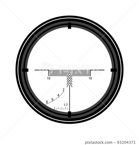 Optic Sight with Glass Isolated on White Background. Rifle or Gun Gadget 93204371