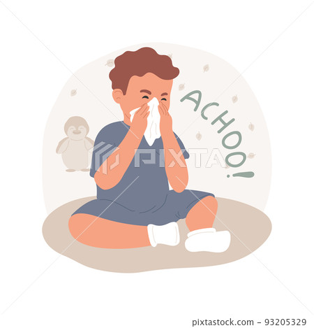 Learn to cover sneezing isolated cartoon vector illustration. Learning to sneeze in a cuff, protect from virus, personal hygiene, cover mouth, child self-care, daycare center vector cartoon. Learn to cover sneezing isolated cartoon vector illustration. Learning to sneeze in a cuff, protect from virus, personal hygiene, cover mouth, child self-care, daycare center vector cartoon. 93205329