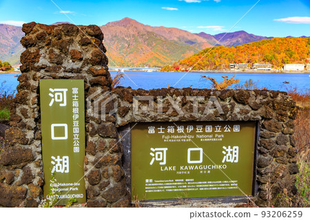 秋天的山梨縣河口湖的紅葉 秋天的山梨縣河口湖的紅葉 93206259