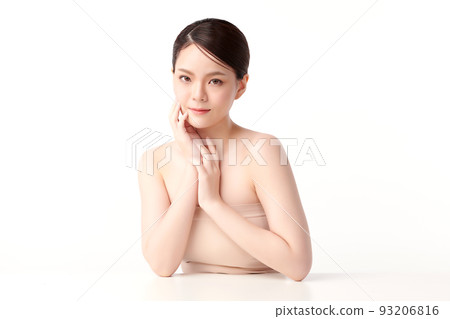 Beautiful young asian woman with clean fresh skin on white background, Face care, Facial treatment, Cosmetology, beauty and spa, Asian women portrait. 93206816