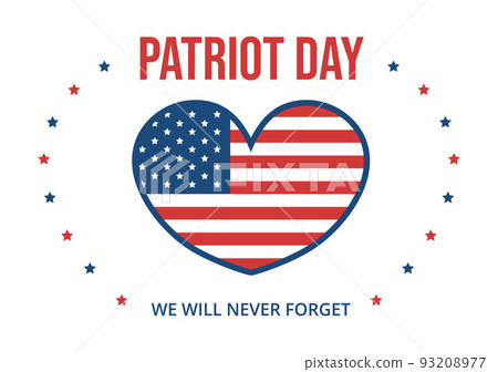 Patriot Day USA Celebration Hand Drawn Cartoon Flat Illustration with American Flag and National Remembers on Vector Background Design 93208977
