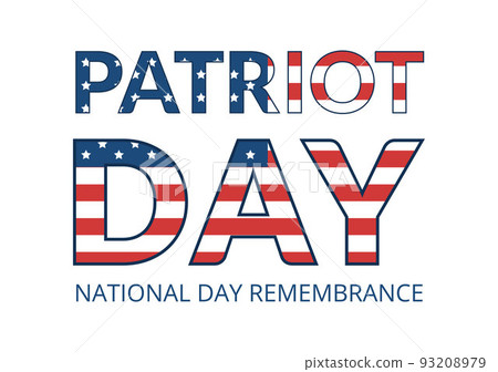 Patriot Day USA Celebration Hand Drawn Cartoon Flat Illustration with American Flag and National Remembers on Vector Background Design 93208979