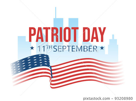 Patriot Day USA Celebration Hand Drawn Cartoon Flat Illustration with American Flag and National Remembers on Vector Background Design 93208980