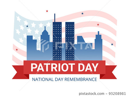 Patriot Day USA Celebration Hand Drawn Cartoon Flat Illustration with American Flag and National Remembers on Vector Background Design 93208981