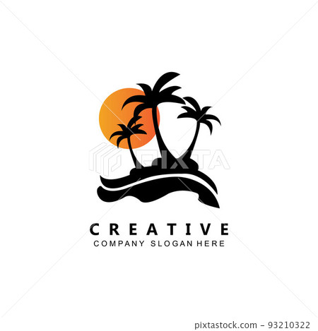 coconut tree logo vector symbol on the beach 93210322